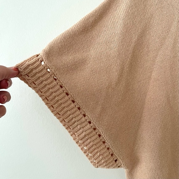 Joie Women's Cotton Peach Pink V-Neck Short Bat Sleeves Knit Sweater Size US XL - Picture 7 of 16